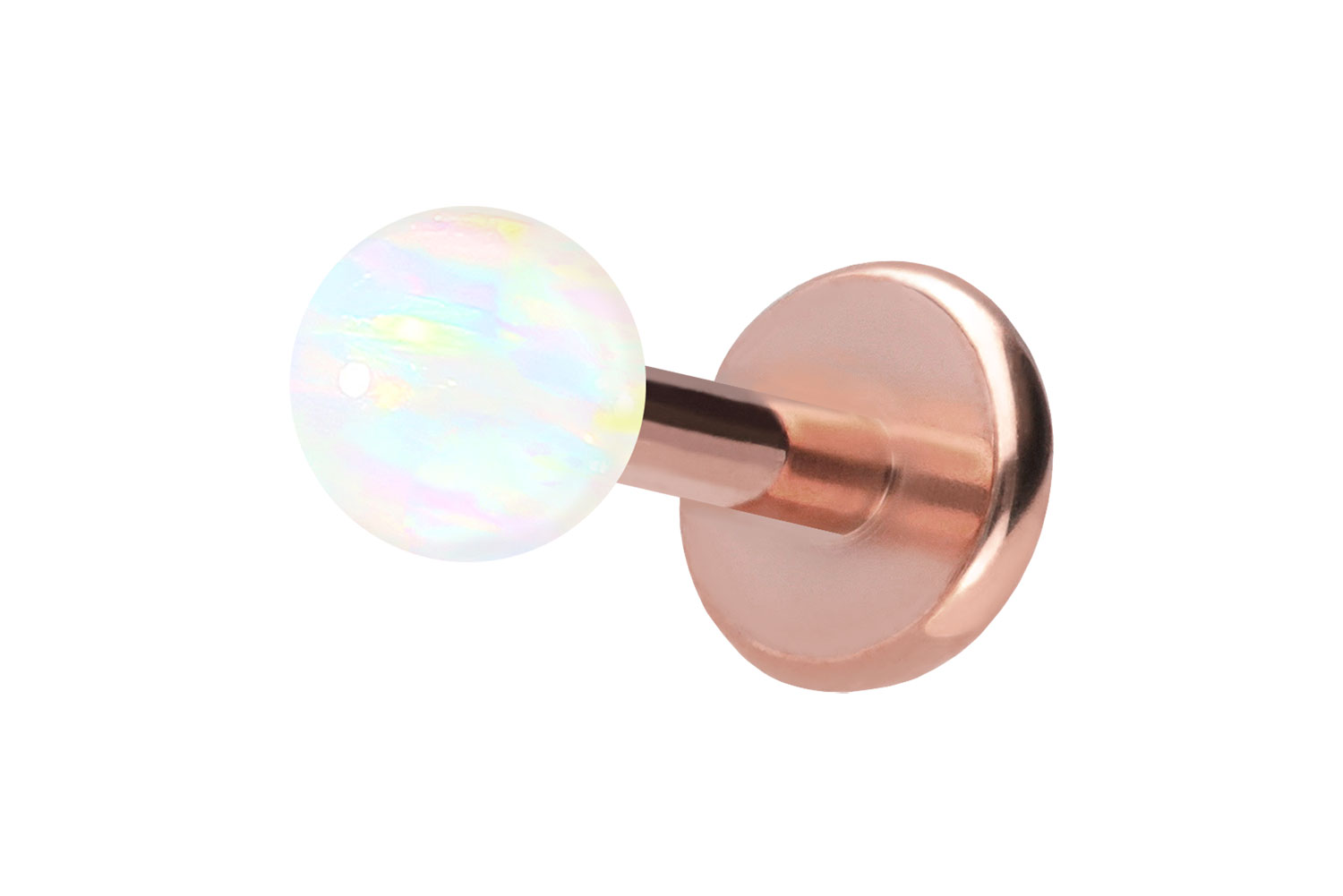 Titan Labret Piercing mit Push Fit SYNTHETISCHER OPAL
